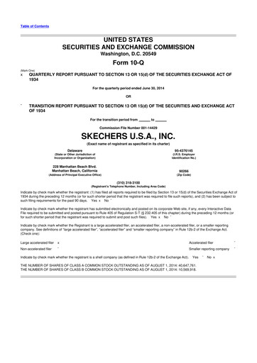 Thumbnail Skechers
 10-Q Quarterly Report FY2014 