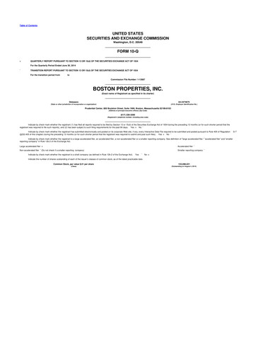 Thumbnail BXP, Inc.
 10-Q Quarterly Report FY2014 