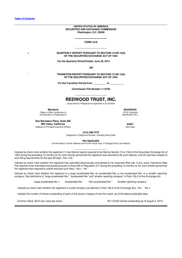Thumbnail Redwood Trust 10-Q Quarterly Report FY2014 