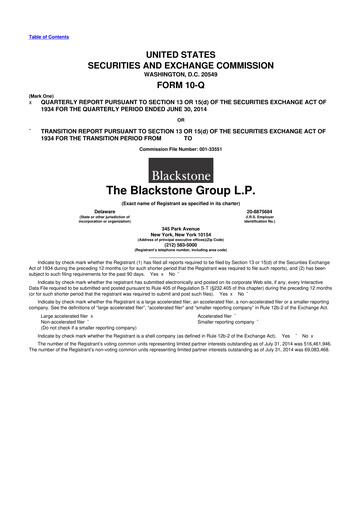 Thumbnail Blackstone Group 10-Q Quarterly Report FY2014 