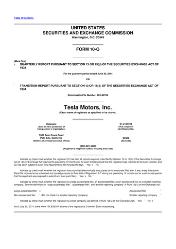 Thumbnail Tesla 10-Q Quarterly Report FY2014 