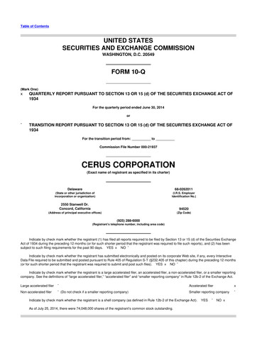 Thumbnail Cerus Corporation 10-Q Quarterly Report FY2014 