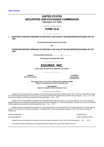 Thumbnail Equinix 10-Q Quarterly Report FY2014 