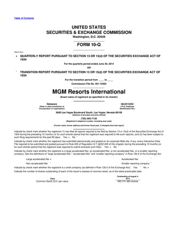 Thumbnail MGM Resorts

 10-Q Quarterly Report FY2014 