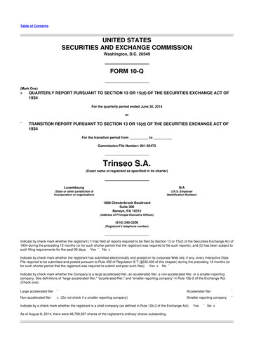 Thumbnail Trinseo 10-Q Quarterly Report FY2014 