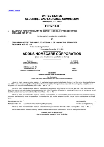 Thumbnail 
Addus HomeCare 10-Q Quarterly Report FY2014 