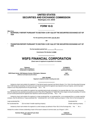 Miniature WSFS Financial 10-Q Rapport trimestriel  