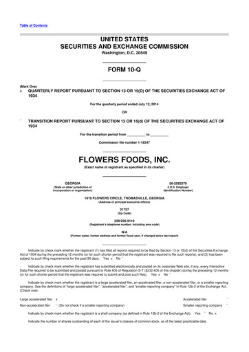 Thumbnail Flowers Foods
 10-Q Quarterly Report FY2014 