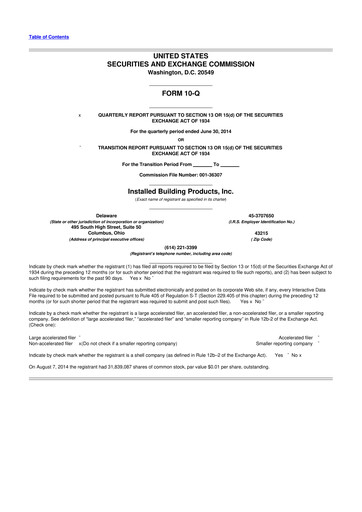 Thumbnail Installed Building Products 10-Q Quarterly Report FY2014 