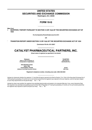 Thumbnail Catalyst Pharmaceuticals 10-Q Quarterly Report FY2014 
