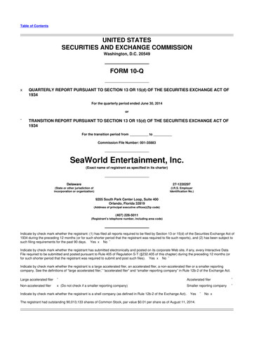 Thumbnail United Parks & Resorts 10-Q Quarterly Report FY2014 