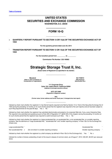 Thumbnail SmartStop Self Storage REIT 10-Q Quarterly Report FY2014 