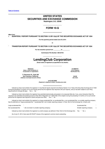 Thumbnail LendingClub
 10-Q Quarterly Report FY2014 