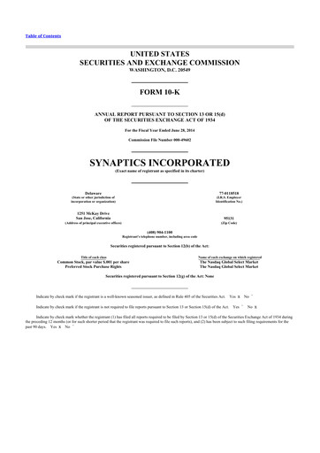 Thumbnail Synaptics 10-K Annual Report 2014