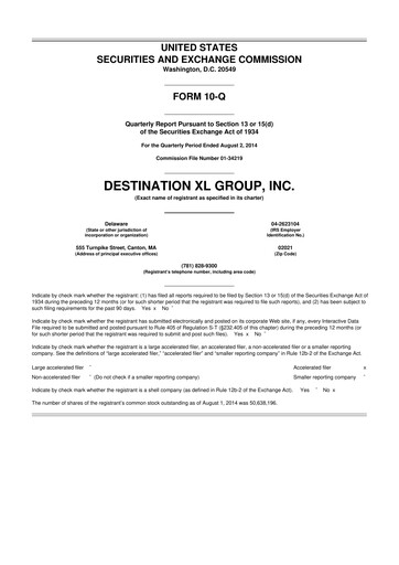 Thumbnail Destination XL 10-Q Quarterly Report FY2014 