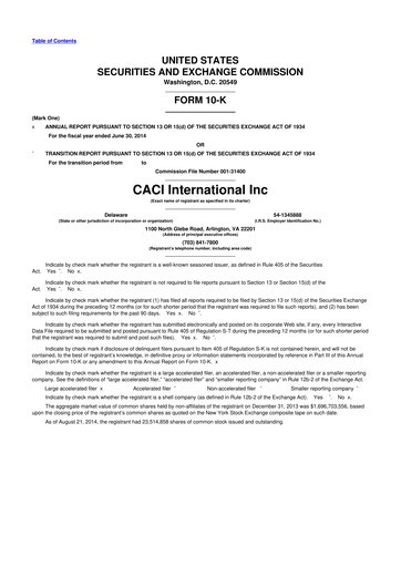 Thumbnail CACI International Inc 10-K Annual Report 2014