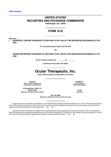 Thumbnail Ocular Therapeutix 10-Q Quarterly Report FY 