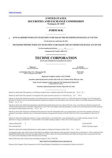Thumbnail Bio-Techne 10-K Annual Report 2014