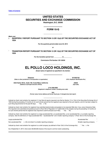 Vorschaubild El Pollo Loco
 10-Q Quartalsbericht  