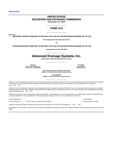 Thumbnail Advanced Drainage Systems
 10-Q Quarterly Report FY2015 