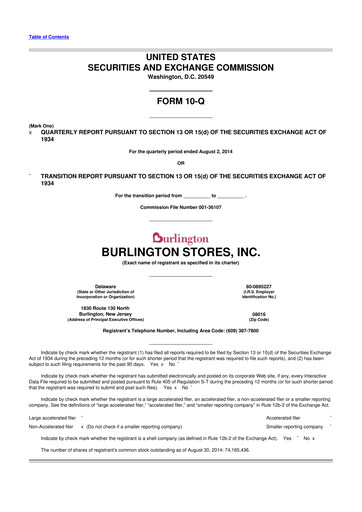 Thumbnail Burlington Stores 10-Q Quarterly Report FY2014 