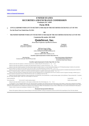 Thumbnail QuinStreet
 10-K Annual Report 2014