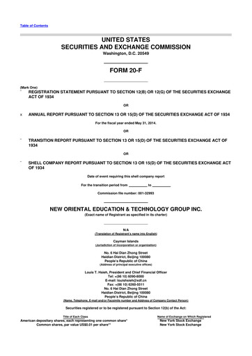 Thumbnail New Oriental 20-F Annual Report 2014