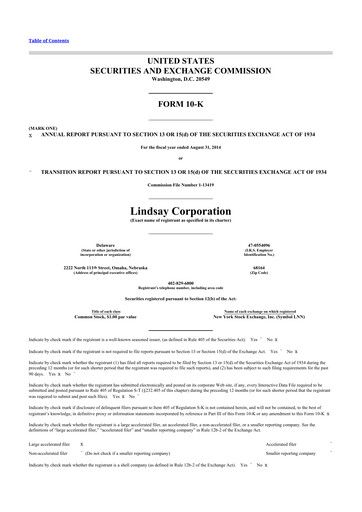 Thumbnail Lindsay Corporation
 10-K Annual Report 2014