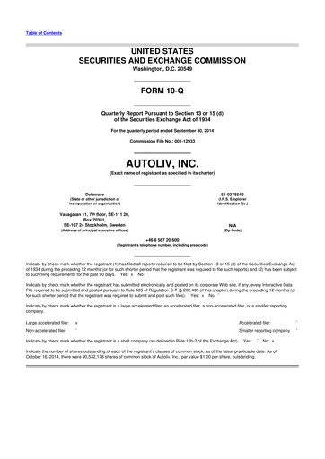 Vorschaubild Autoliv 10-Q Quartalsbericht 2014 