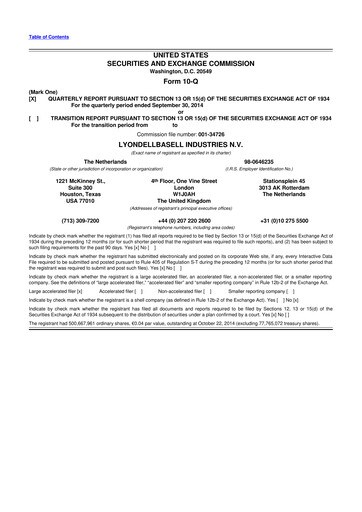 Thumbnail LyondellBasell 10-Q Quarterly Report FY2014 