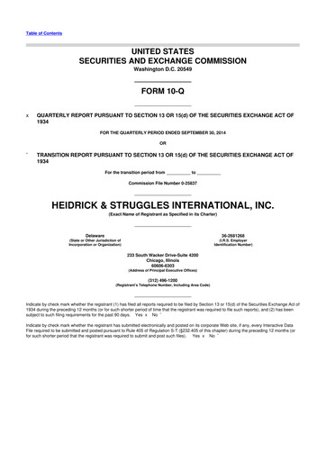 Miniature Heidrick & Struggles

 10-Q Rapport trimestriel 2014 