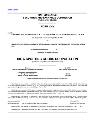 Thumbnail Big 5 Sporting Goods 10-Q Quarterly Report FY2014 