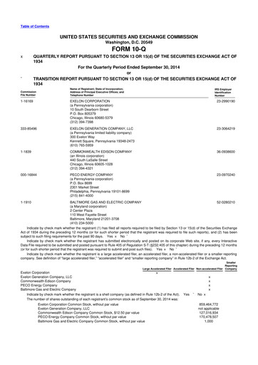 Thumbnail Exelon Corporation 10-Q Quarterly Report FY2014 