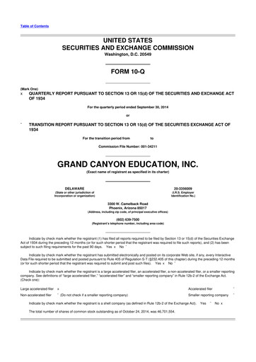 Thumbnail Grand Canyon Education 10-Q Quarterly Report FY2014 