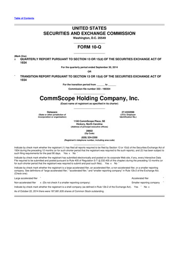 Thumbnail CommScope
 10-Q Quarterly Report FY2014 