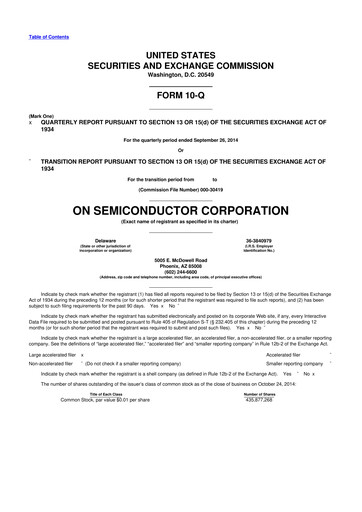 Thumbnail ON Semiconductor 10-Q Quarterly Report FY2014 