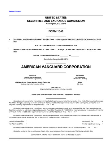 Thumbnail American Vanguard 10-Q Quarterly Report FY 