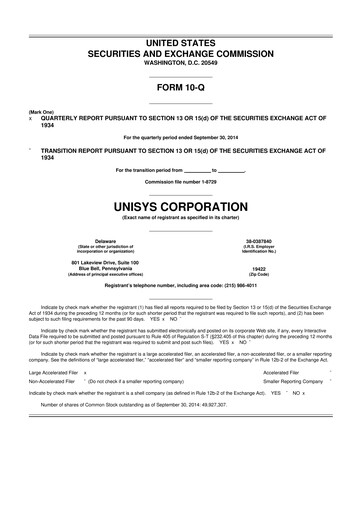 Thumbnail Unisys 10-Q Quarterly Report FY2014 