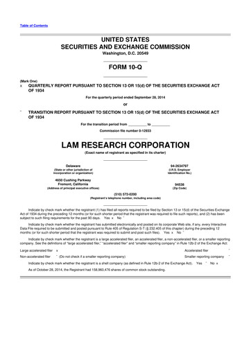 Thumbnail Lam Research 10-Q Quarterly Report FY2015 