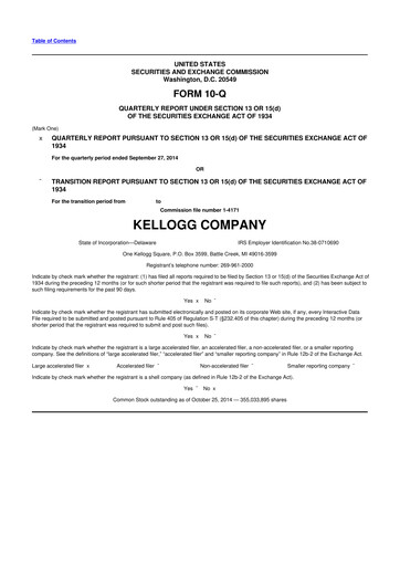 Thumbnail Kellanova 
 (Kellogg's) 10-Q Quarterly Report FY2014 