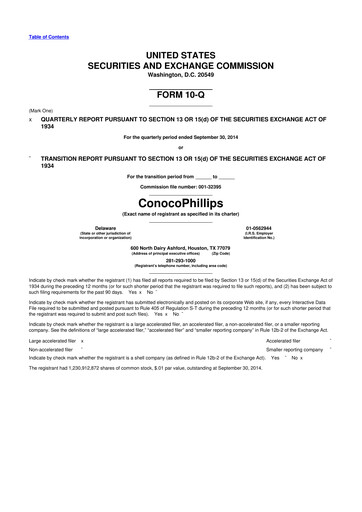 Thumbnail ConocoPhillips 10-Q Quarterly Report FY2014 