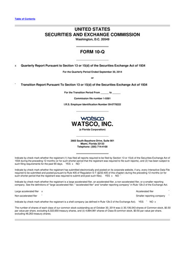 Thumbnail Watsco
 10-Q Quarterly Report FY2014 
