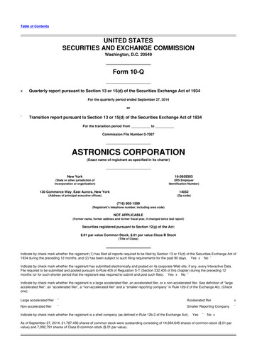 Thumbnail Astronics Corporation
 10-Q Quarterly Report FY2014 
