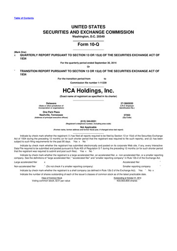Thumbnail HCA Healthcare 10-Q Quarterly Report FY2014 