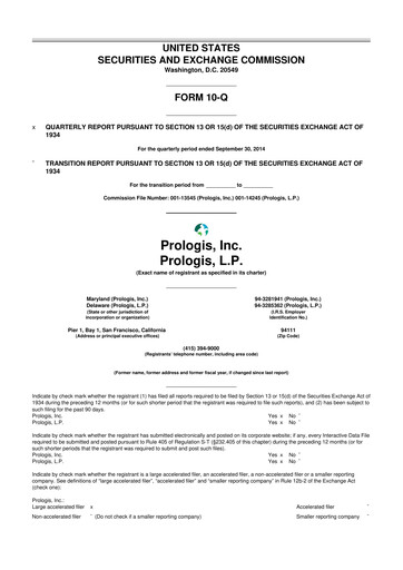 Thumbnail Prologis 10-Q Quarterly Report FY2014 