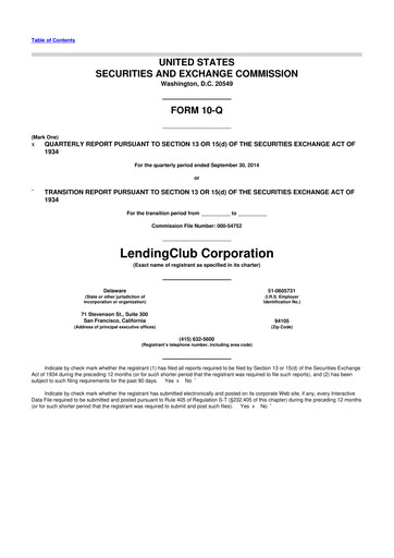 Thumbnail LendingClub
 10-Q Quarterly Report FY2014 