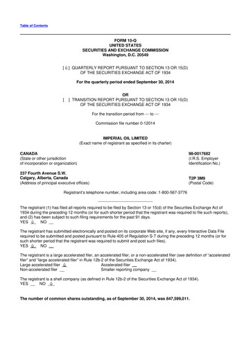 Vorschaubild Imperial Oil
 10-Q Quartalsbericht 2014 