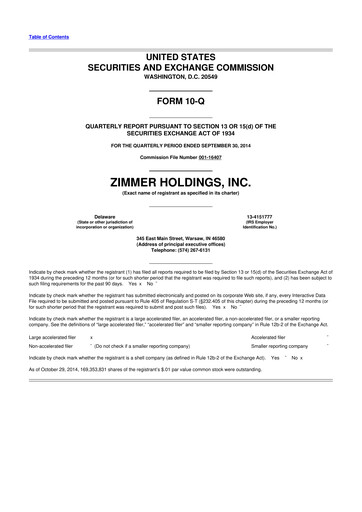 Thumbnail Zimmer Biomet 10-Q Quarterly Report FY2014 