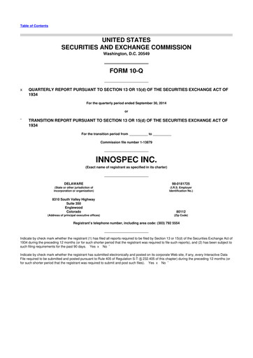 Thumbnail Innospec 10-Q Quarterly Report FY2014 