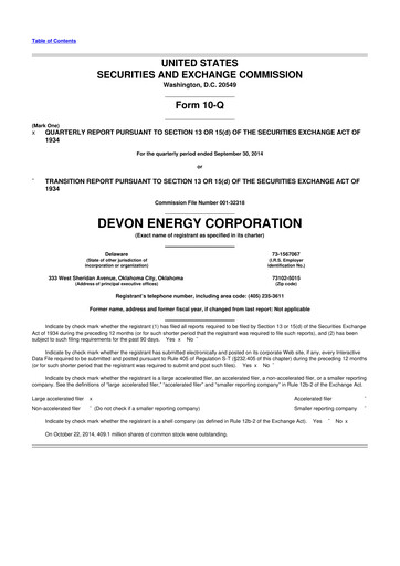 Thumbnail Devon Energy
 10-Q Quarterly Report FY2014 